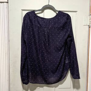 Loft Sheer Navy Blouse Small